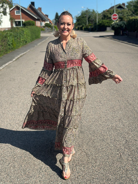 Klänning ”Stella” paisley - Grön