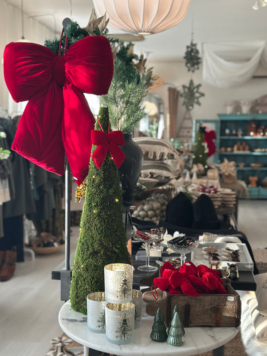 Stor röd sammet rosett - Röd