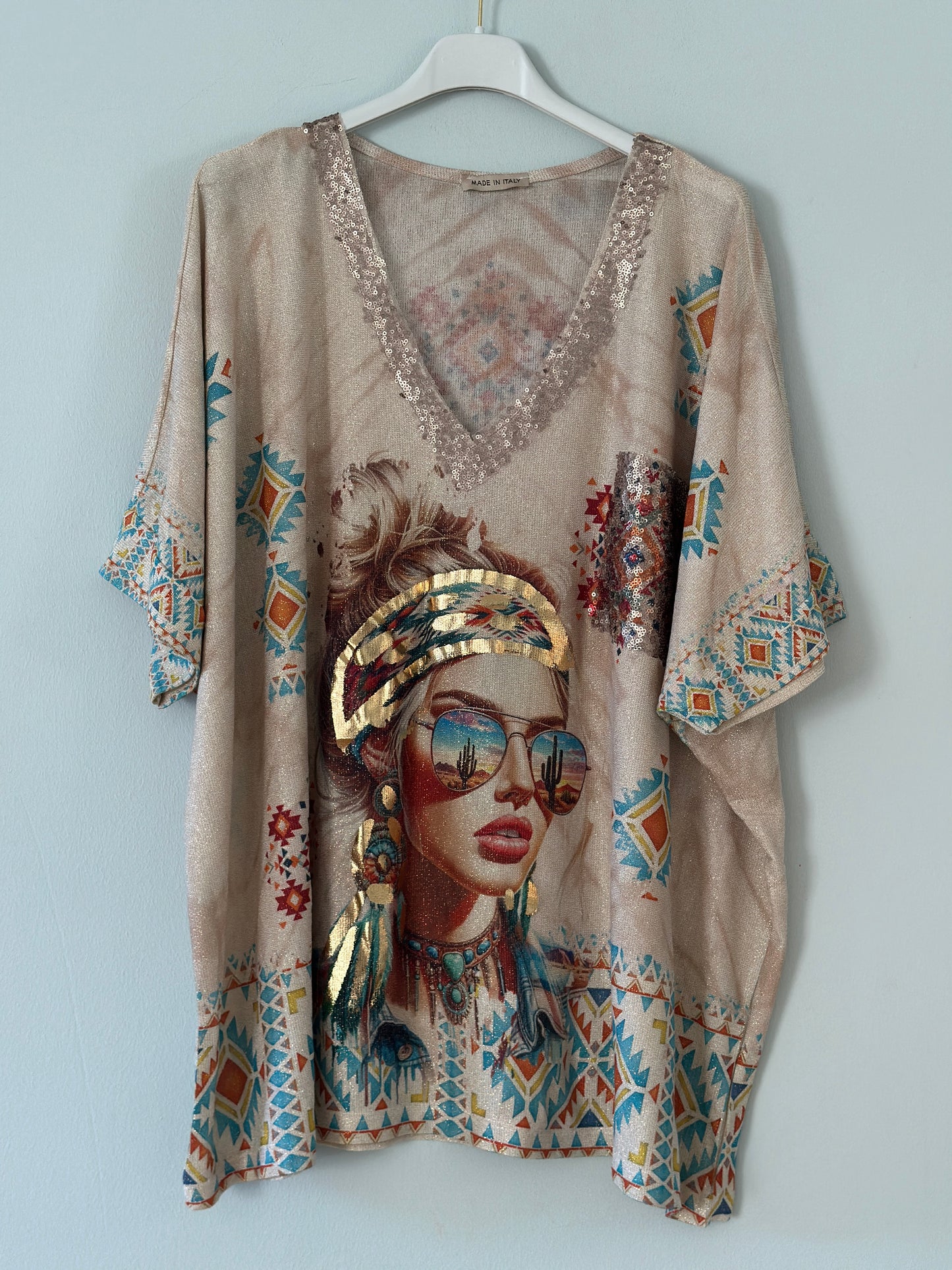 T-shirt ”Sandra” med drömfångare - Beige