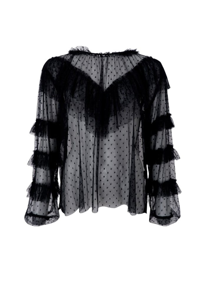 Black Colour, BCDENA mesh blouse - Svart