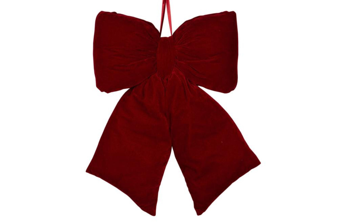 Stor röd sammet rosett - Röd