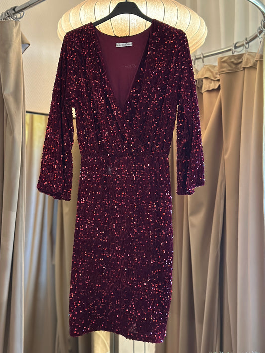 Glitterklänning med omlott upptill - Röd