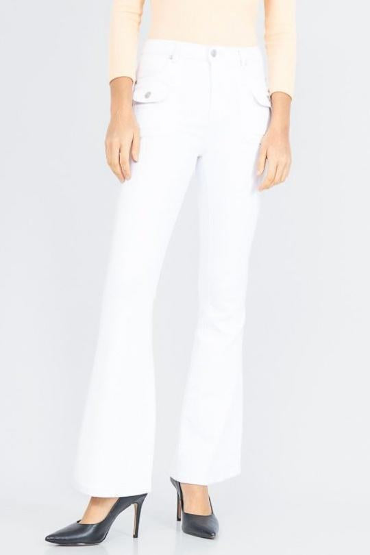Jeans med små fickor på sidorna - Vita