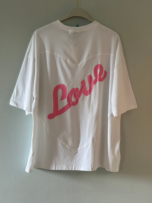 T-shirt med texten ”Love” på ryggen - Vit