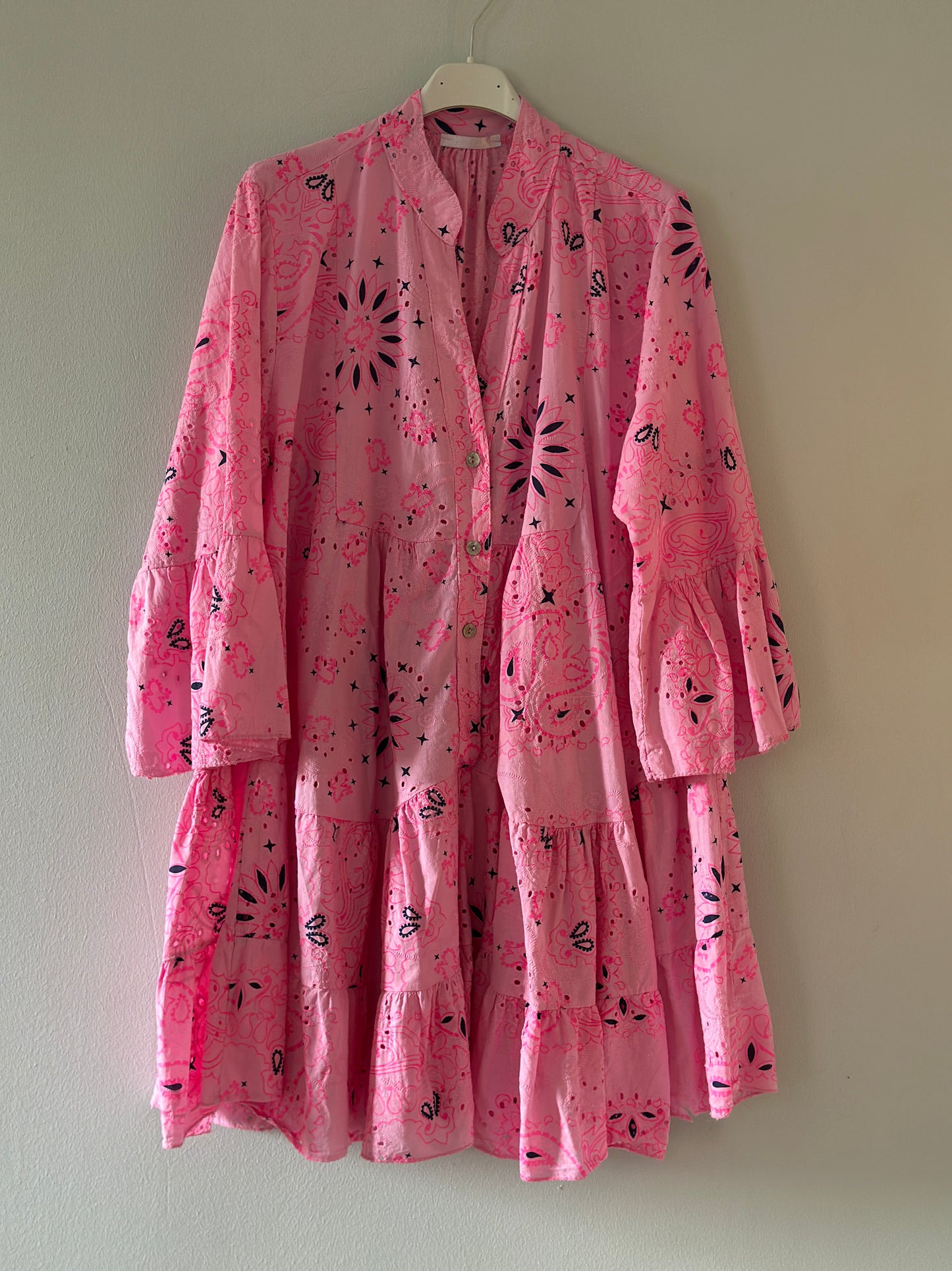 Klänningstunika med trumpetärm - Rosa