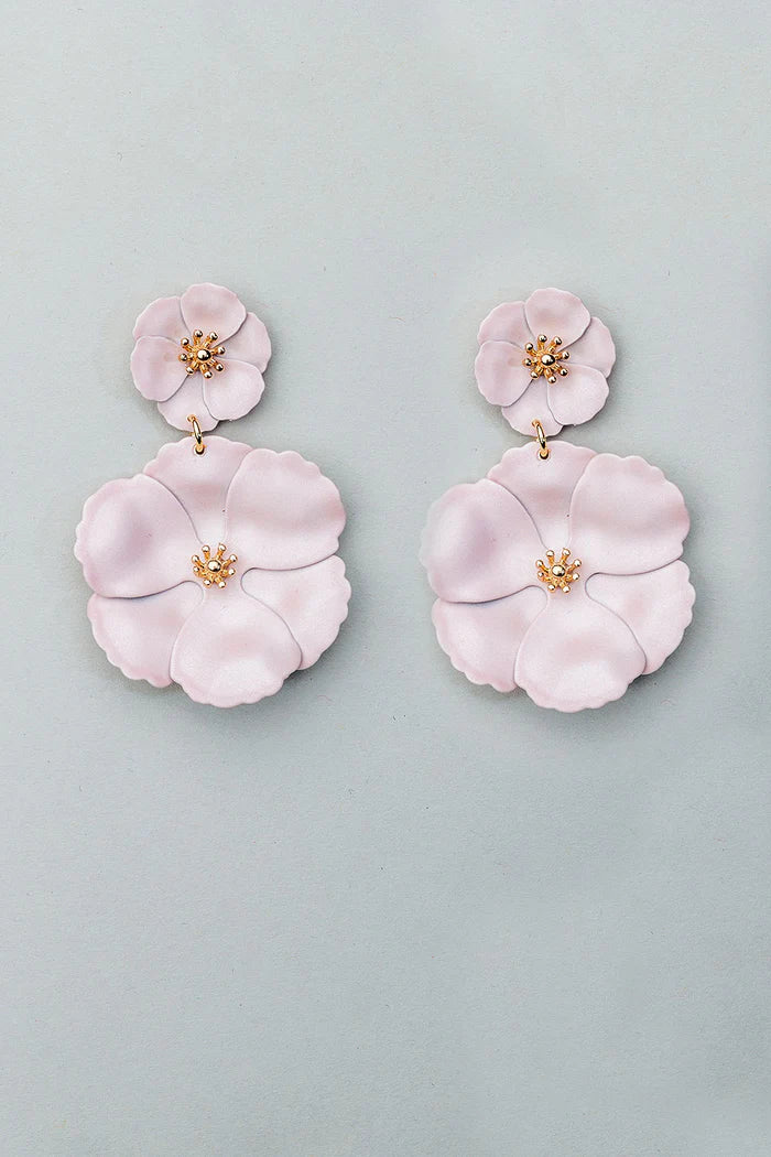 Bow 19, Flower Twin Earrings - Light Pearl Pink