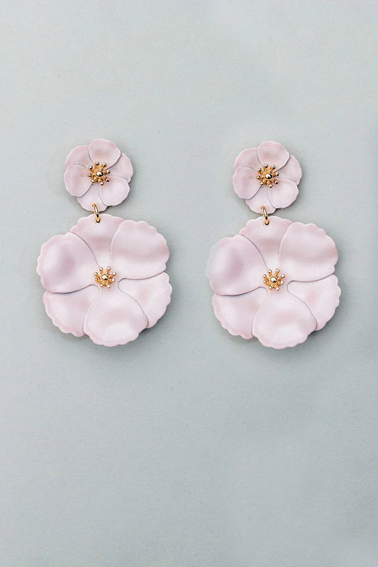 Bow 19, Flower Twin Earrings - Light Pearl Pink
