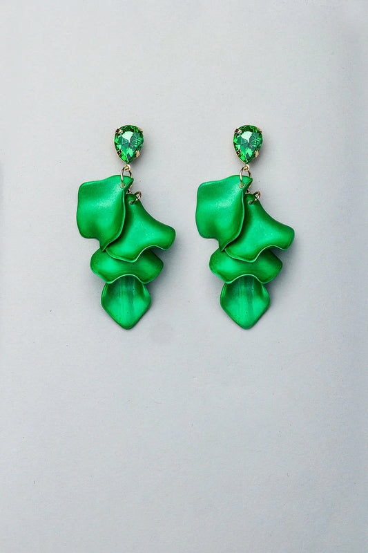 Bow 19, Leaf Earrings Metallic - Strong Green