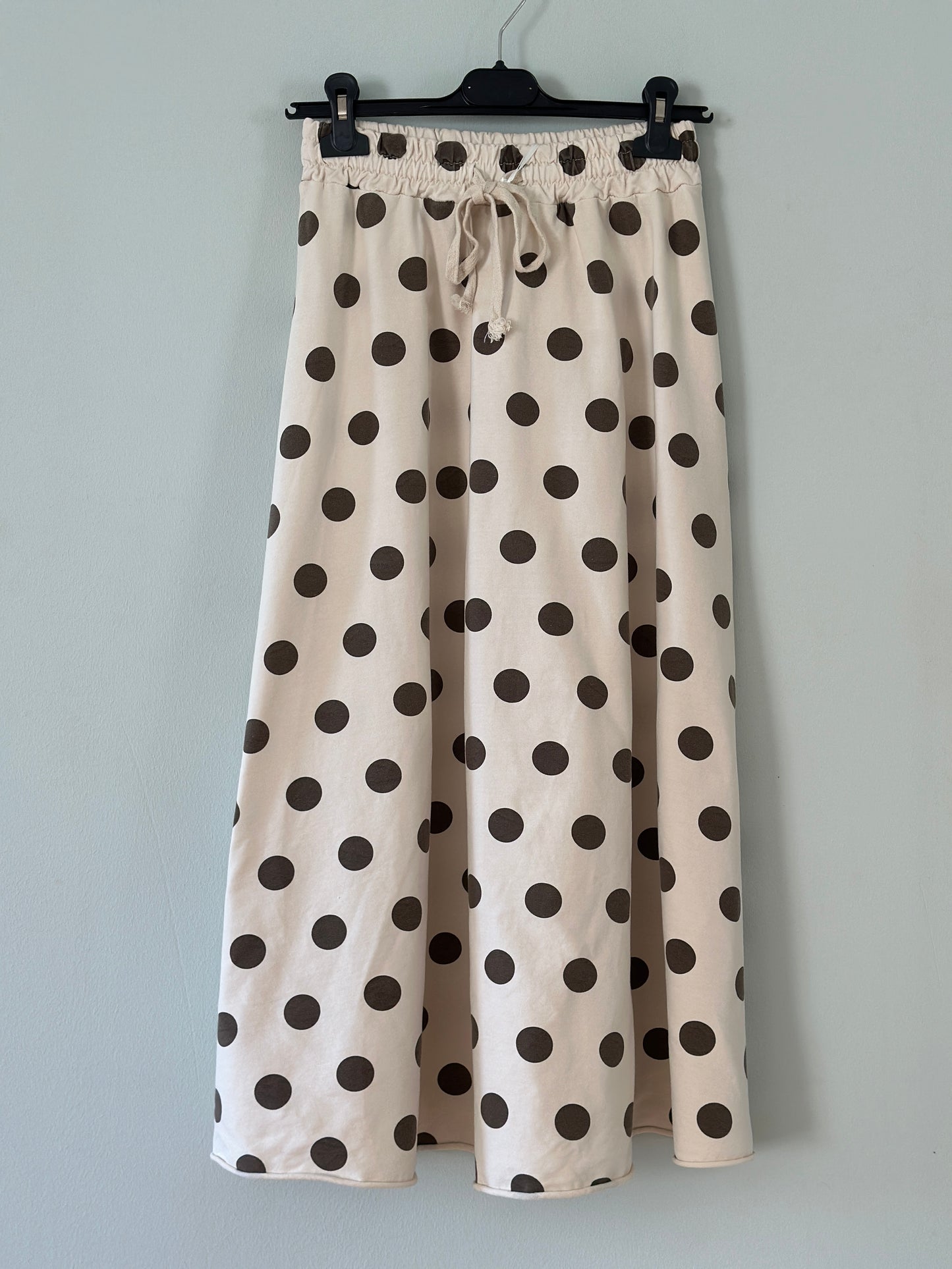 Prickig kjol ”Ruth” - Beige botten och bruna prickar