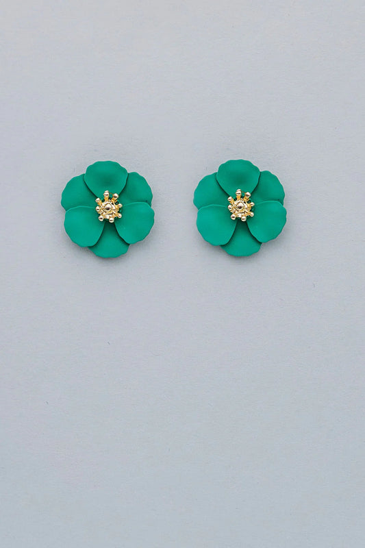 BOW 19, FLOWER SMALL EARRINGS STRONG - GREEN