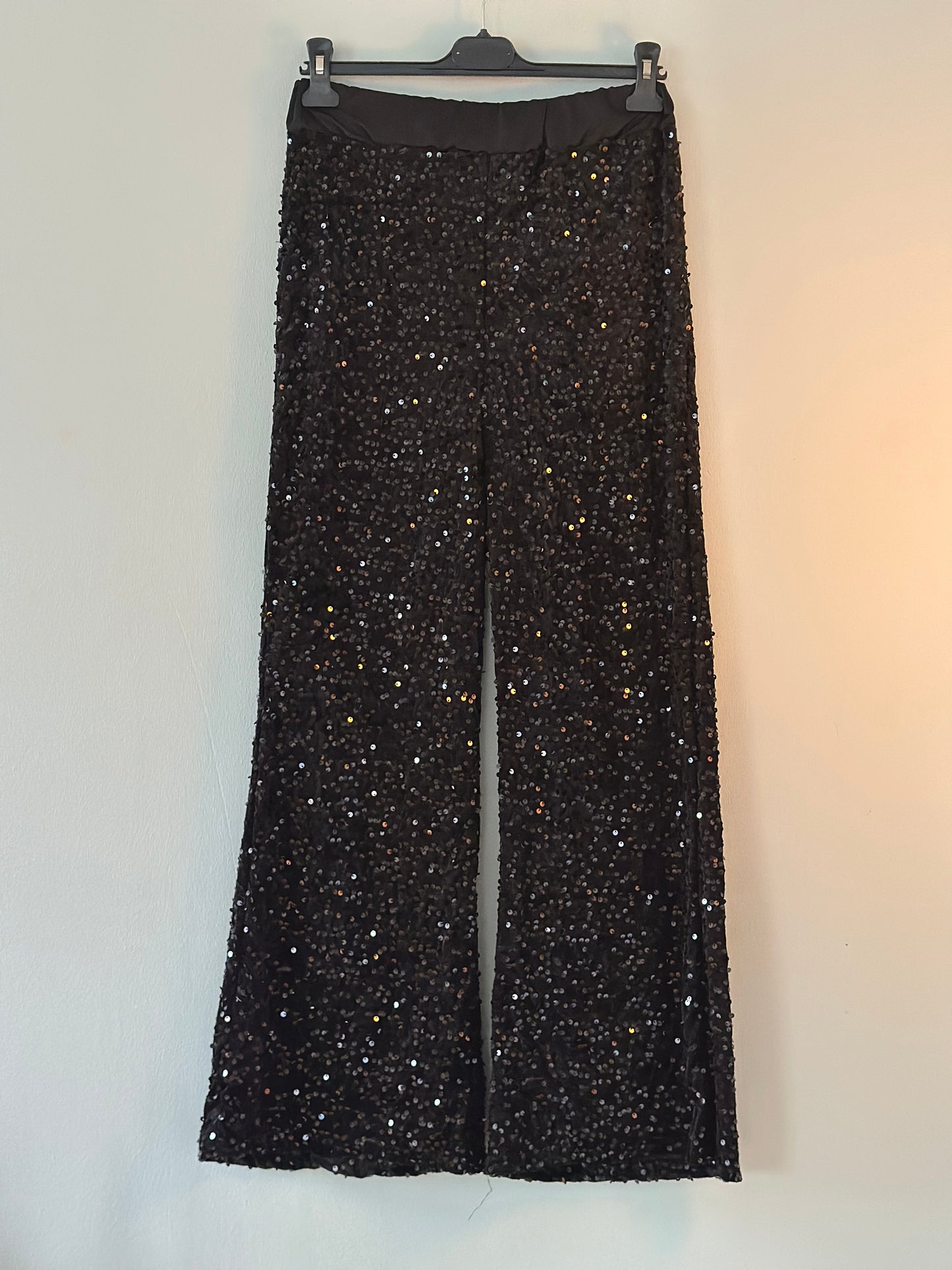 Glitterbyxor med resår i midjan - Svart