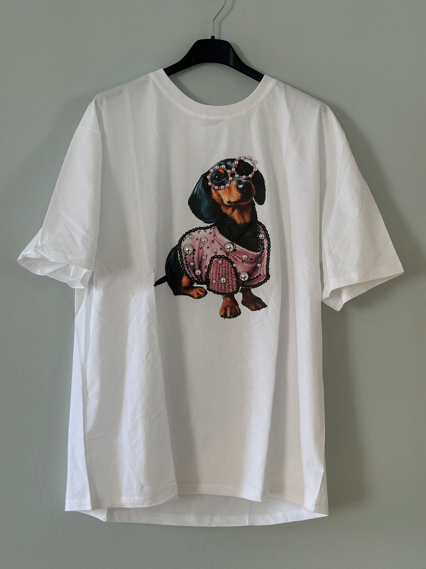 T-shirt ”Tax” med bling - Vit