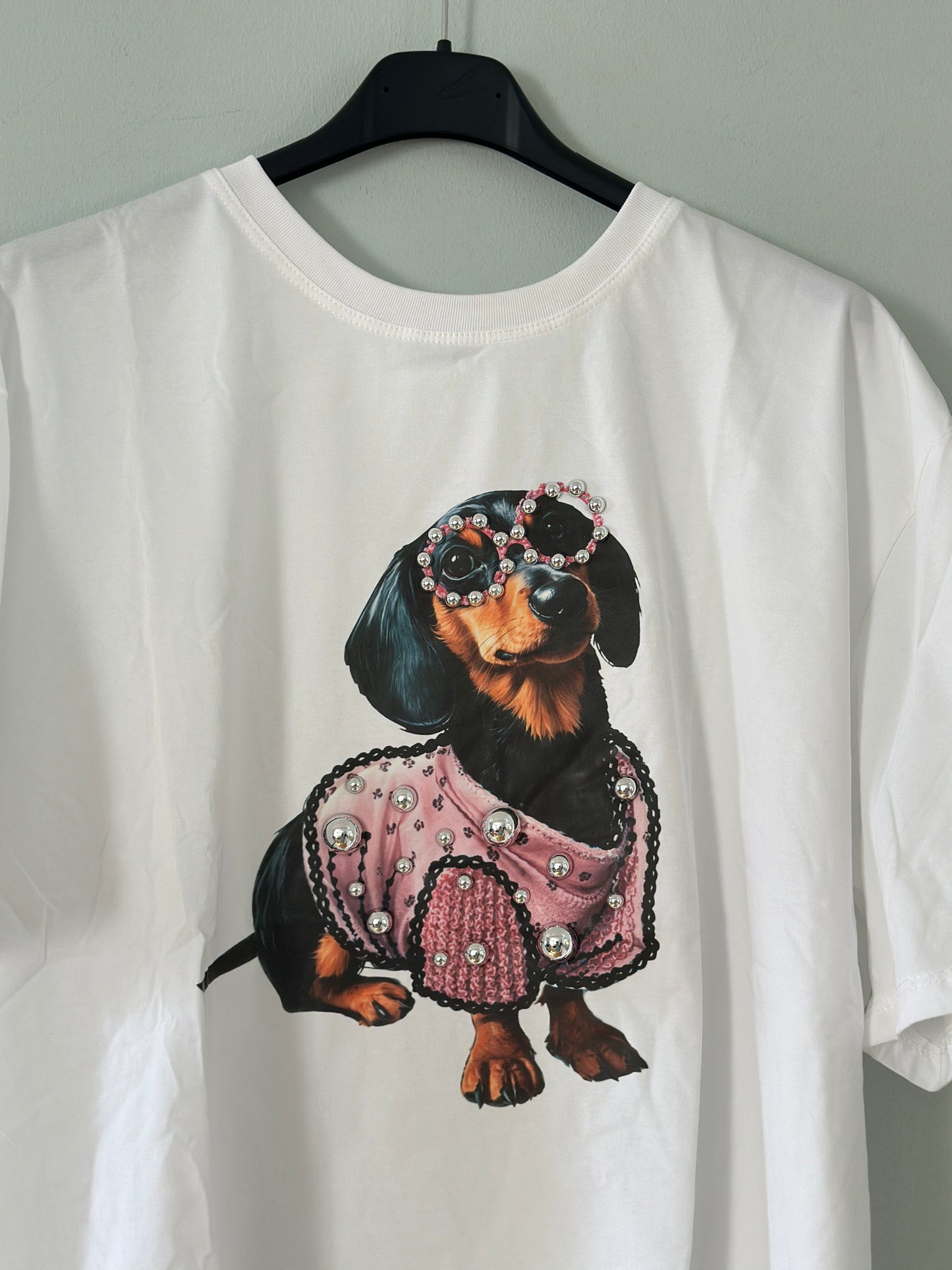 T-shirt ”Tax” med bling - Vit