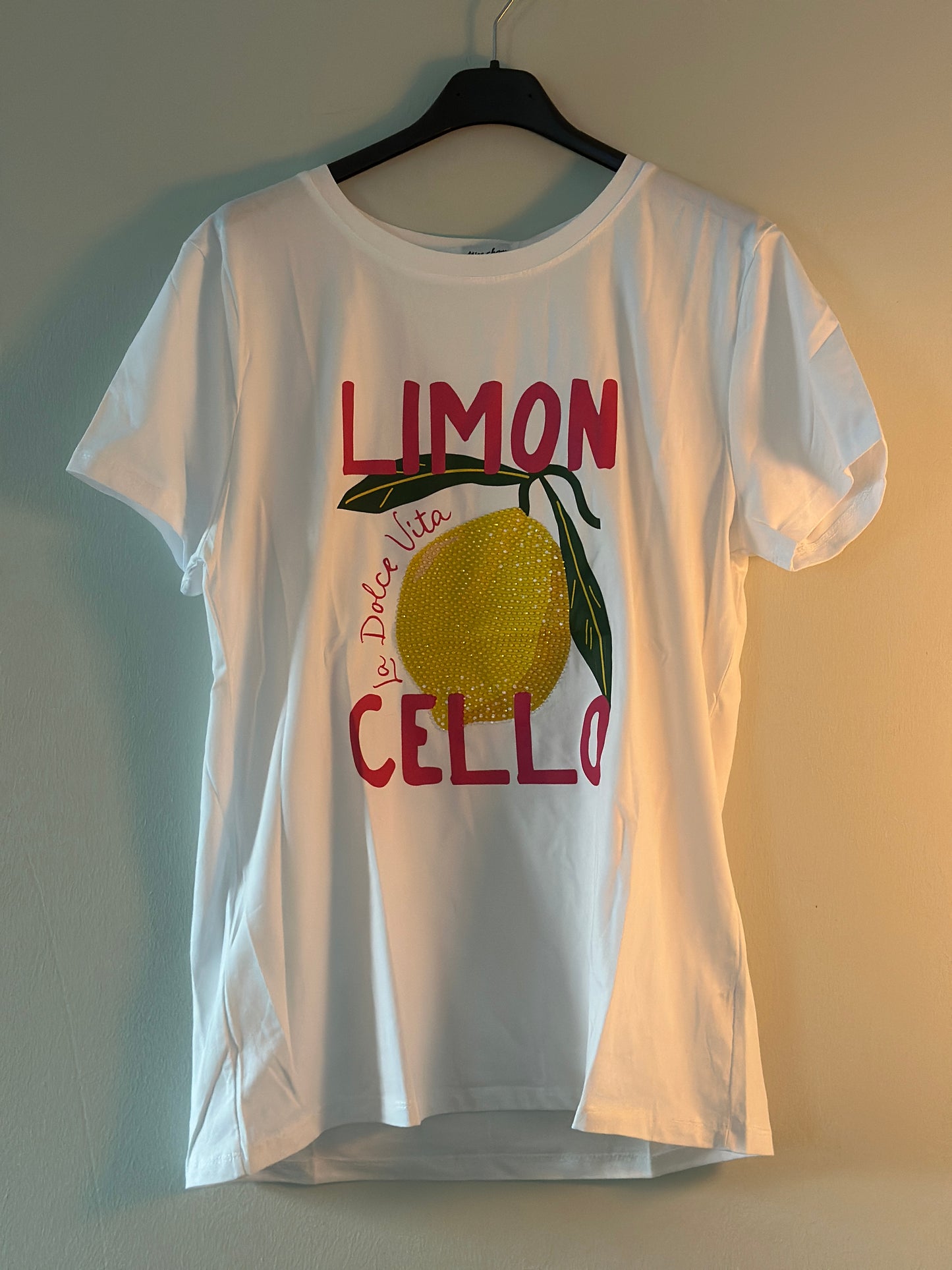 T-shirt ”Limon” med bling - Vit