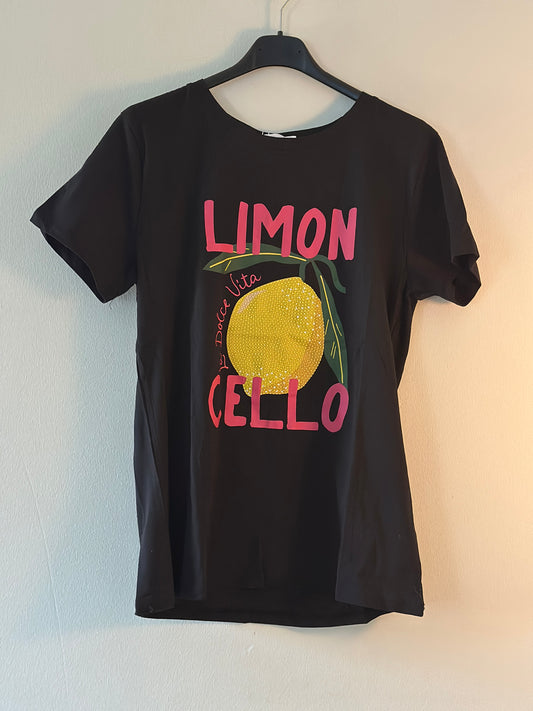 T-shirt ”Limon” med bling - Svart
