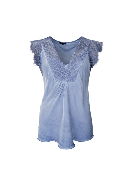 Black Colour, BCBILLY lace top - VINTAGE DYED - Light Blue