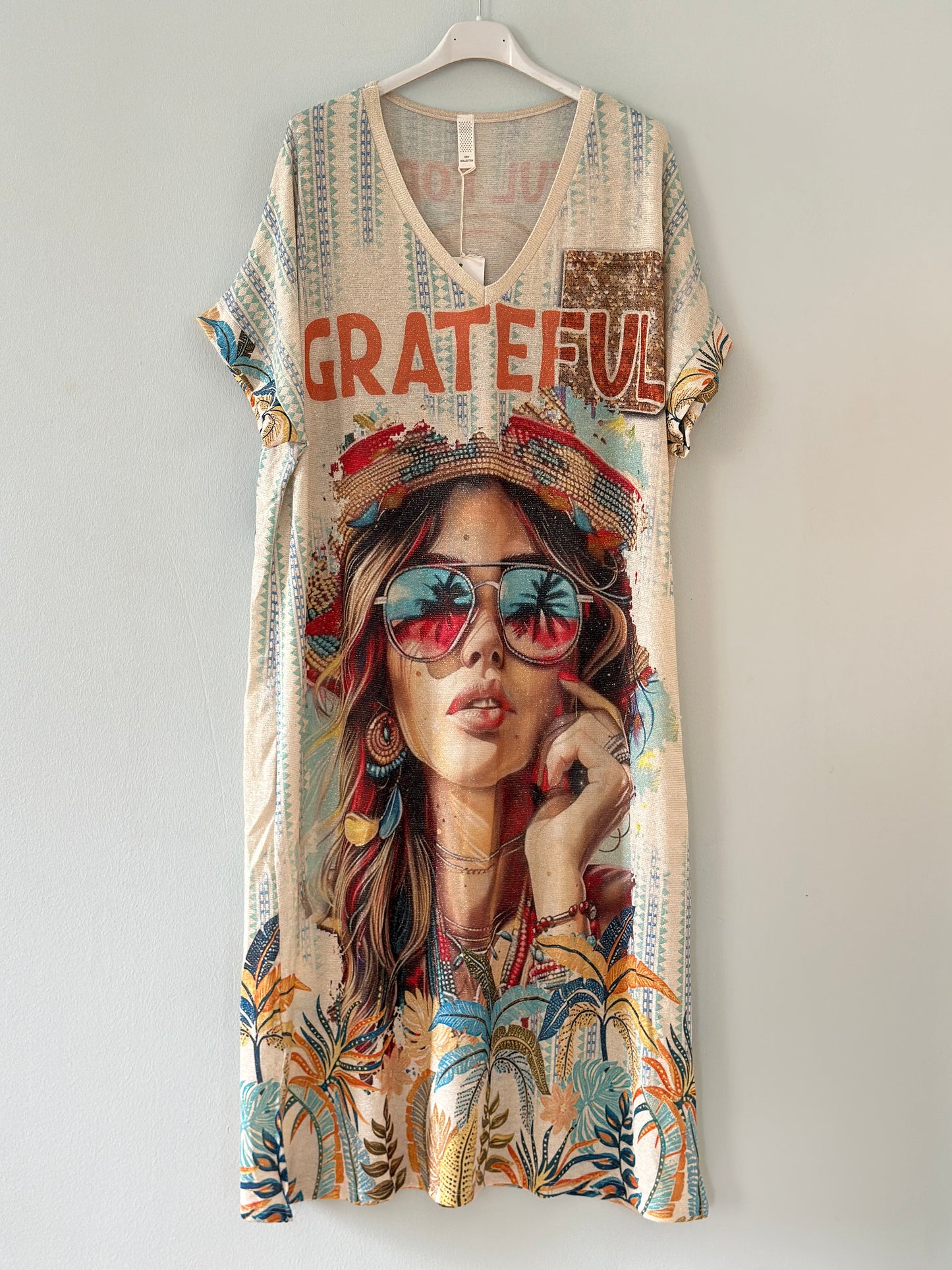 T-shirt klänning ”Grateful” - Multicolour