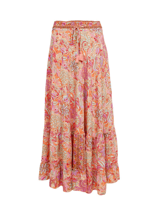 Black Colour, BCLUNA maxi frill skirt - Pacifique Orange