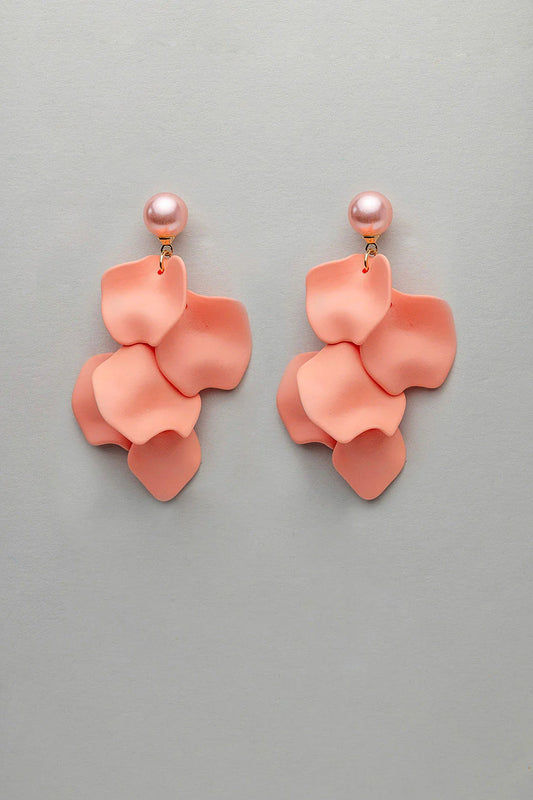 Bow19, PEARL LEAF EARRING - CORAL