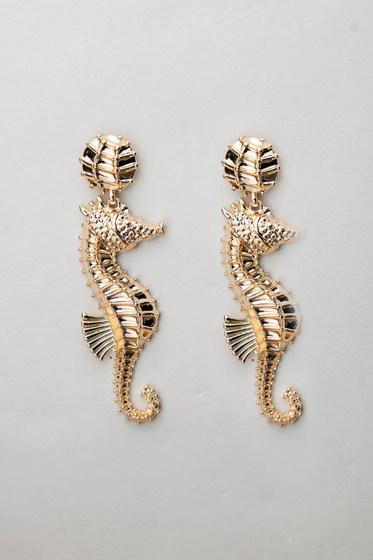 Bow19, SEAHORSE EARRINGS - GOLD