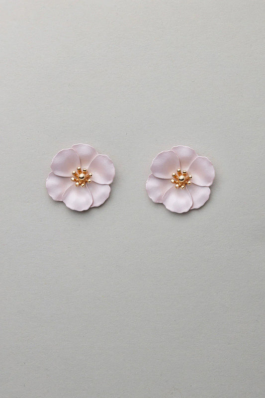 Bow19, FLOWER SMALL EARRINGS - PEARL PINK