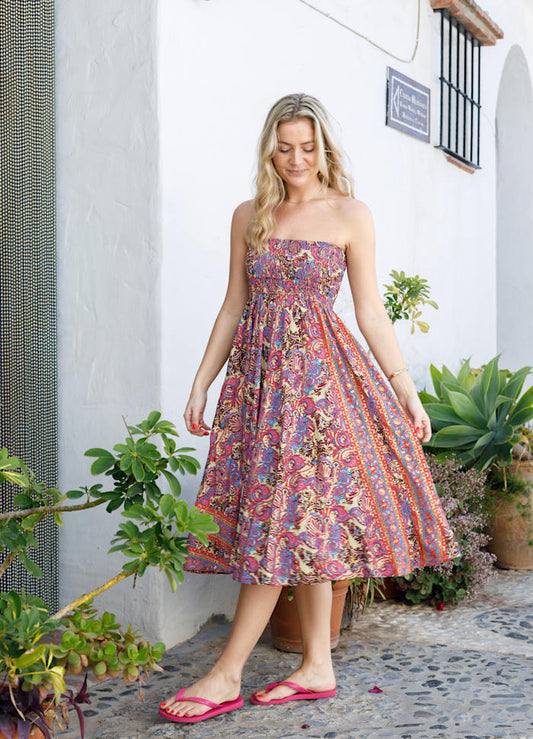Black Colour, BCLUNA wide smock skirt - Royal Berry
