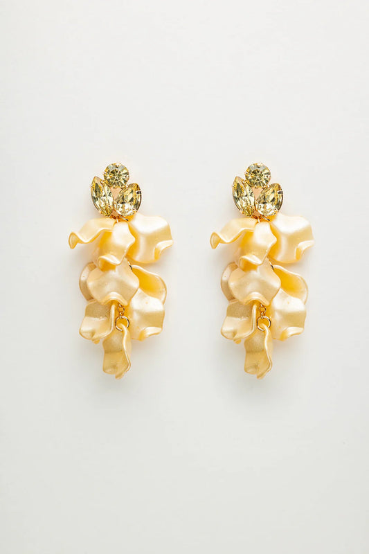 Bow19, LEAF STONE EARRINGS - LIGHT YELLOW