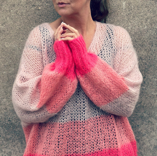 Black Colour, Stripe Jumper - Coral