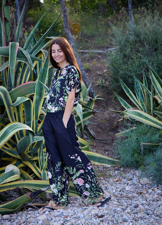 Black Colour, BCZENNIA pant - Black Flower