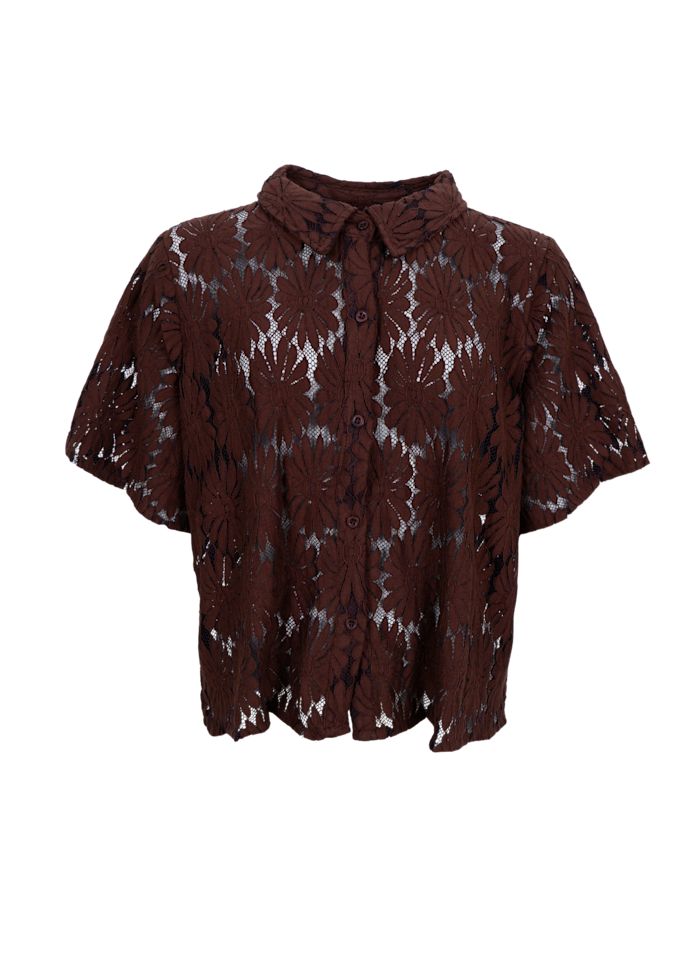 Black Colour, BCCOSMOS ss flower shirt - Chokolate