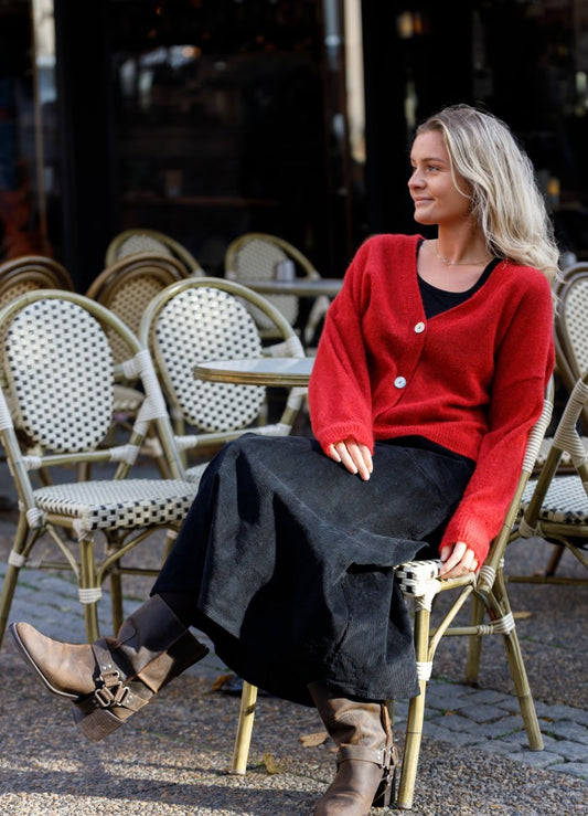 Black Colour, BCDELL heavy knit cardigan - Red