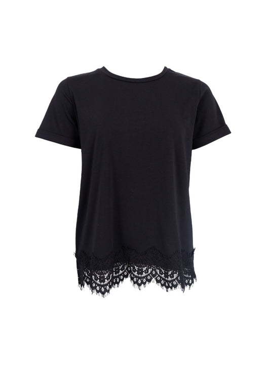 Black Colour, BCMAY ss lace tee - Black