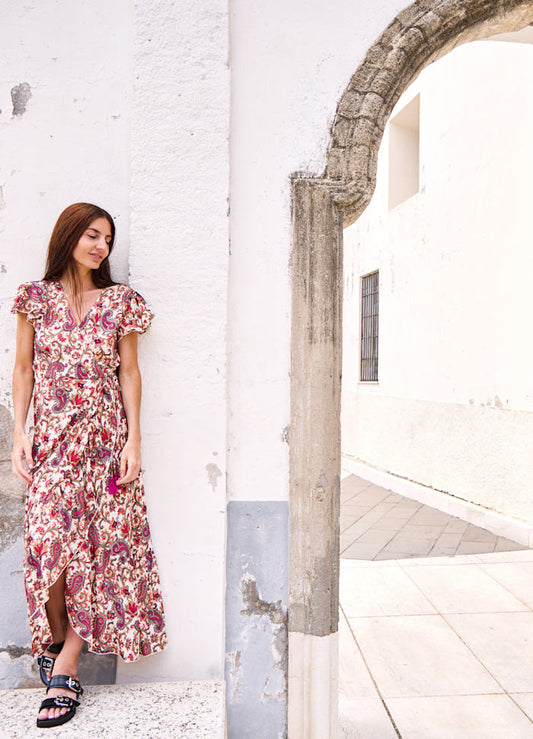 Black Colour, BCLUNA FLARED WRAP DRESS - Vivid Rouge