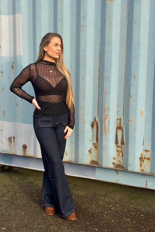 Jeans med raka ben och fickor framtill - Mörk denim