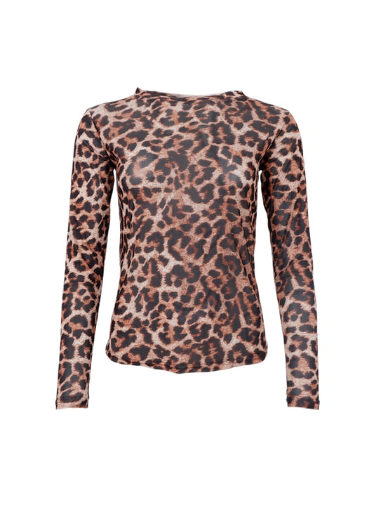 Black Colour, BCANNIE mesh blouse - Brown Leo