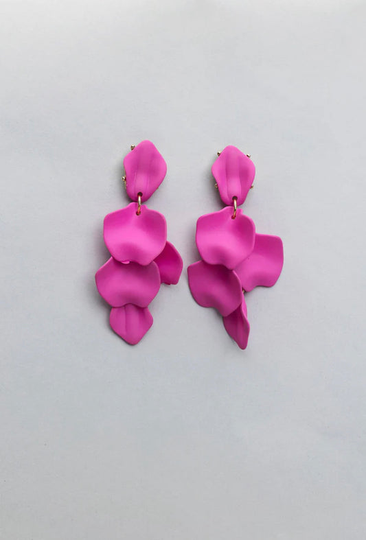 BOW19, Leaf Earrings - Strong Pink