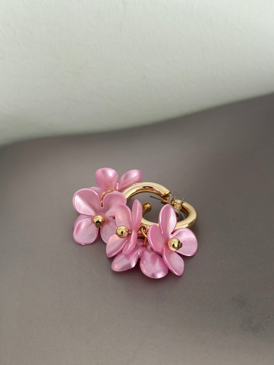 Örhängen med blommor - Rosa/jeansblå/cerise/Gul/Turkos/Beige/Röd/Orange