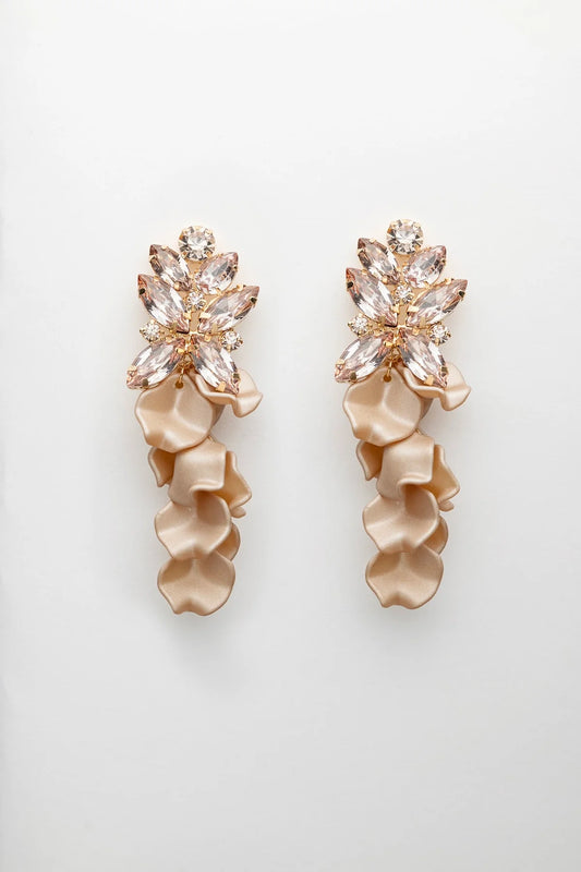 Bow 19, LEAF BIG STONE EARRINGS - NOUGAT