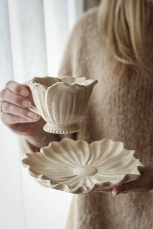 Majas Fat Blomstra, Vitt/Cloud/Sand - Majas Cottage