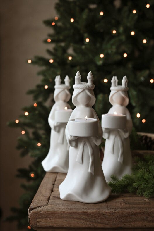 Majas Lucia för värmeljus - Vit keramik