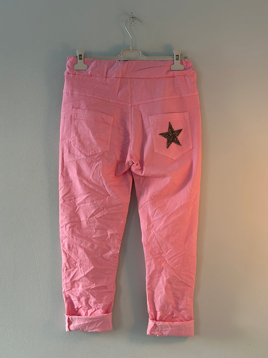 Byxa ”Julia” med en stjärna bak på fickan - Rosa/Svart/Ljusblå