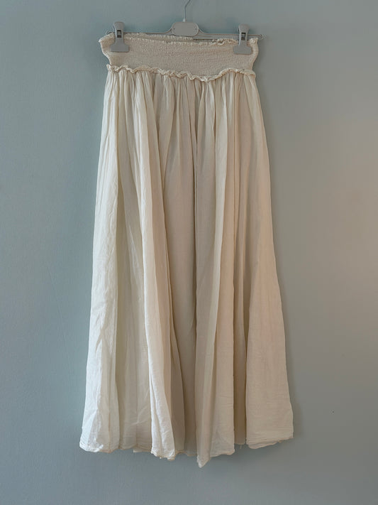 Kjol ”Lowina” med resår i midjan - Offwhite