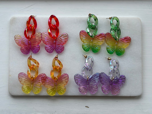 Färgglada örhängen med fjärilar - Flerfärgade
