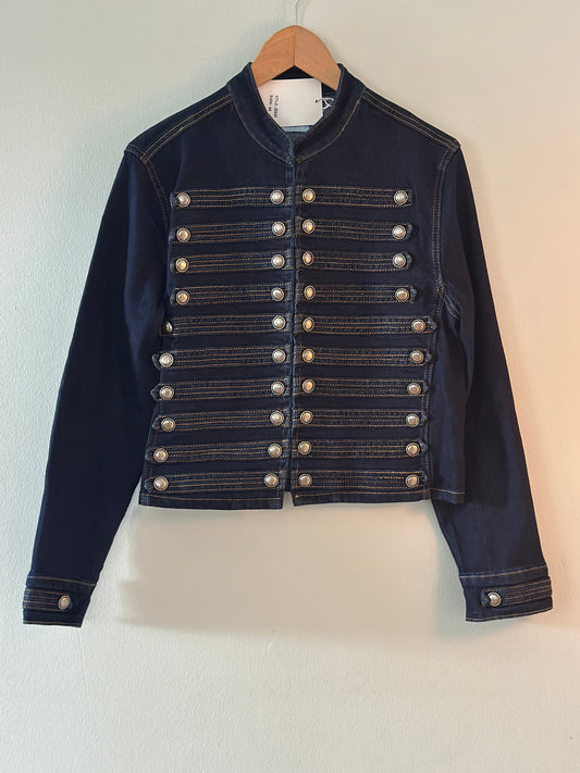Cirkusdirektörs-jacka med snygg knäppning - Mörk denim/Svart