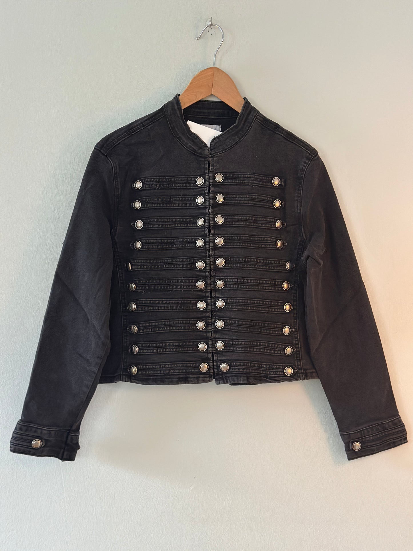 Cirkusdirektörs-jacka med snygg knäppning - Mörk denim/Svart