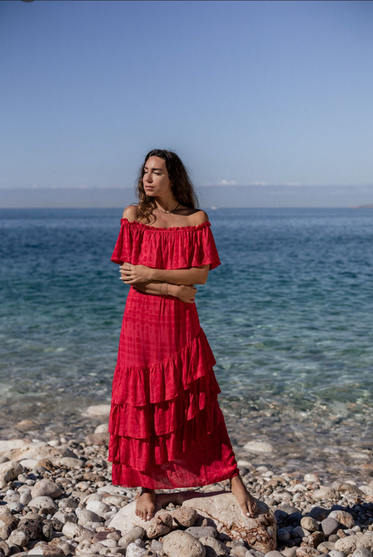 Coconut Milk, Lima Maxi Dress - Tie Dye Red