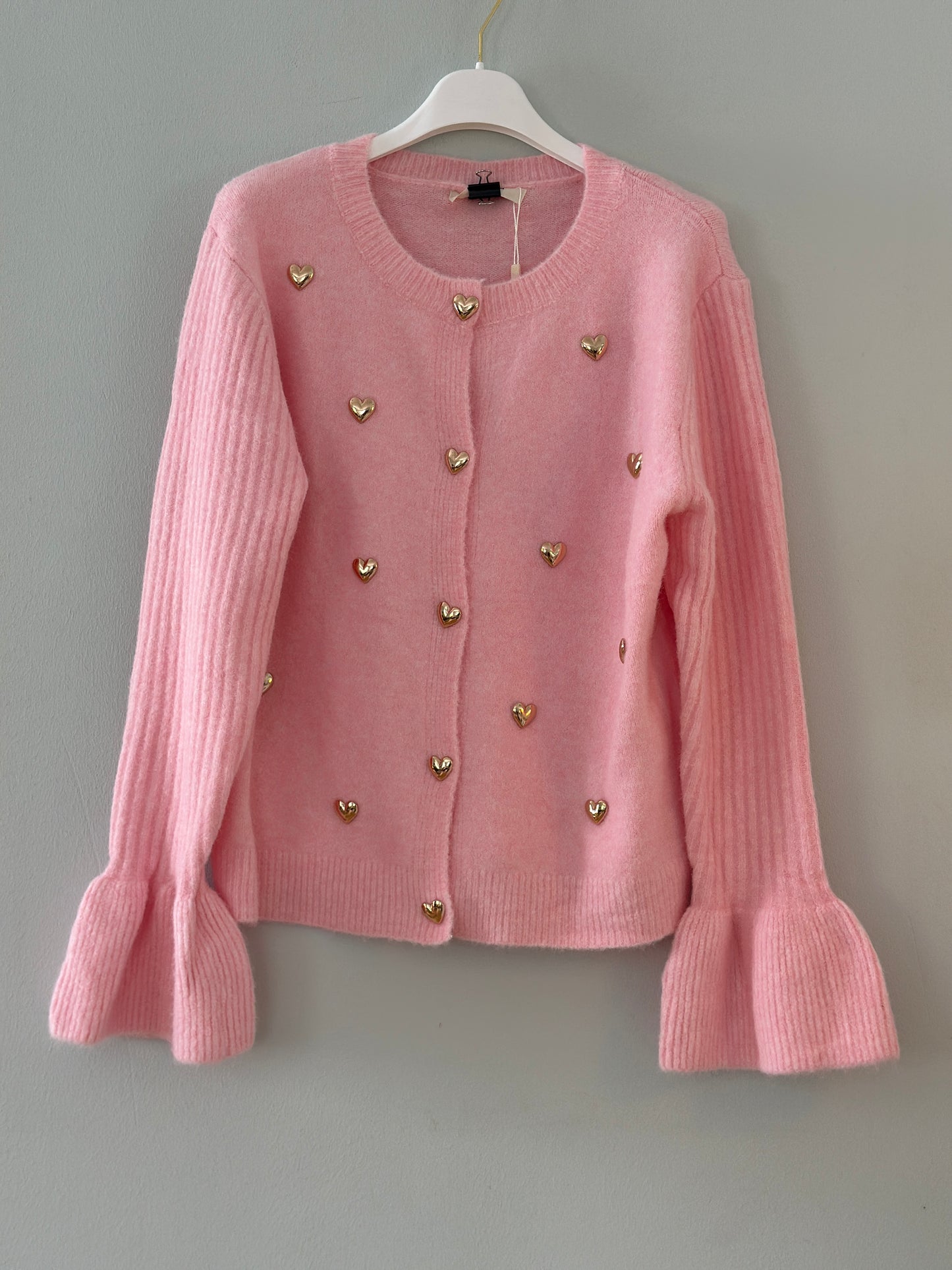 Kofta ”Sigrid” med en räfflad trumpetärm - Rosa