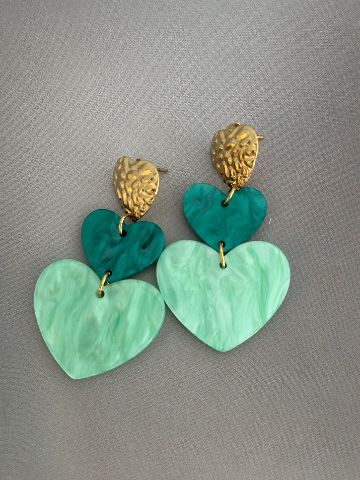 Örhängen hjärtan - Rosa/Vit/Grön