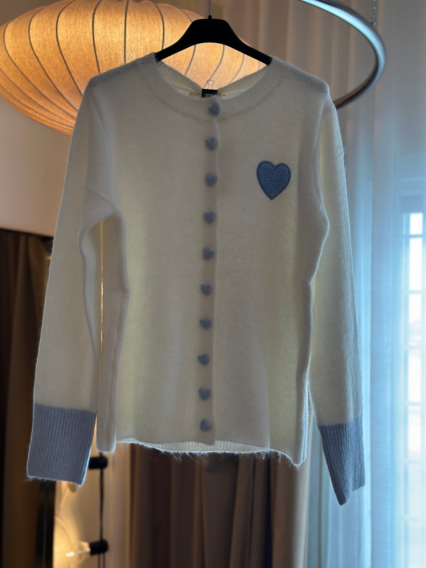 Kofta ”heart” med Hjärtmönstrade knappar - Rosa/Gul-Creme/Blå