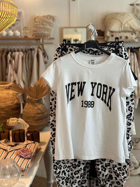 Stajl Agenturer, Bomulls T-shirt New York - Vit